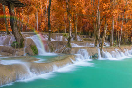 wonder Tad Sae Waterfalls at Luang prabang, Laos. Waterfall in rain forest.の写真素材