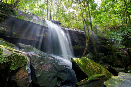 Waterfall at Phu Kradueng national park, Loei Thailand, beautiful landscape of waterfalls in rainforest.の写真素材