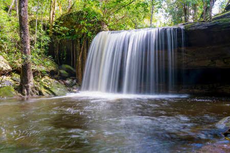 Waterfall at Phu Kradueng national park, Loei Thailand, beautiful landscape of waterfalls in rainforest.の写真素材
