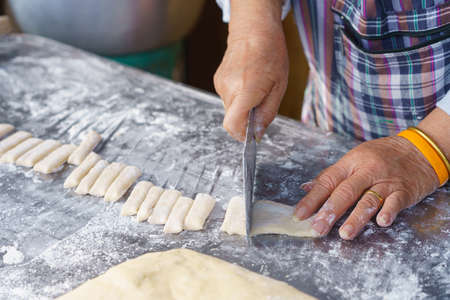 Preparation of flour for making Pa Tong Go or Chinese Traditional Snacks Deep Fried Dough Stick.の写真素材