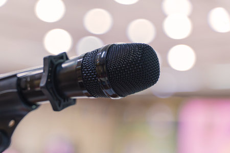 Microphone in meeting room for a conferenceの写真素材