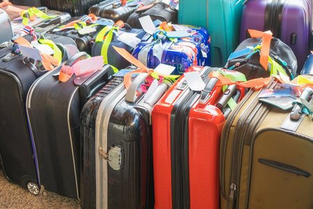 Luggage consisting of large suitcases rucksacks and travel bagの写真素材