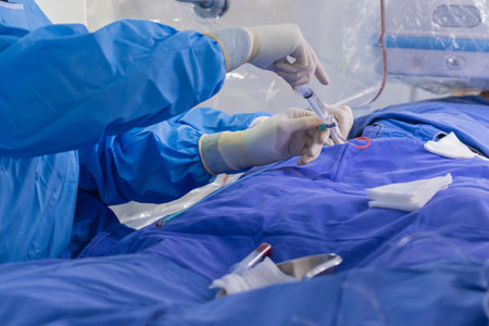 surgeon team working in operating room, Stem cells operation, Plasma in syringe, Health care concept.の写真素材