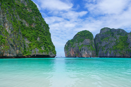 beautiful nature scenic landscape famous landmark beach Maya bay Krabi, Tourism destination Popular travel place for summer holidays vacation trip.の写真素材