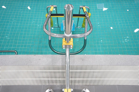 walking simulator underwater for physical in the swimming pool.の写真素材