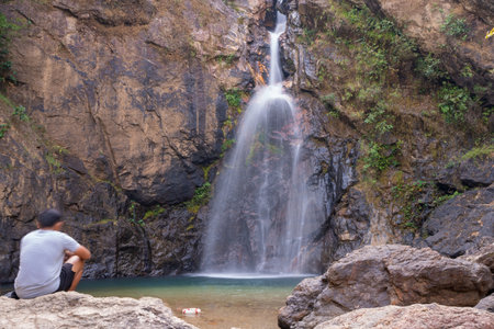 Chok Kra-Din WaterFall in Thong Pha Phum District Kanchanaburi, Thailand.の写真素材