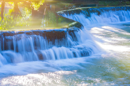 Waterfall in  rain forest at Chet Sao Noi waterfall National Park.の写真素材