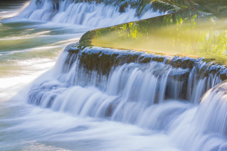 Waterfall in  rain forest at Chet Sao Noi waterfall National Park.の写真素材
