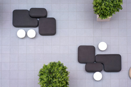 Top view of living room for people relax by sitting.の写真素材
