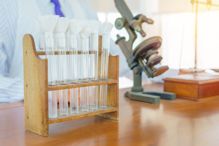 old equipment and science experiments in laboratory.の写真素材