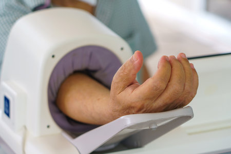 patient checking arterial blood pressure in hospital. Health care Concept.の写真素材