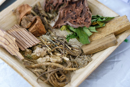 herbal medicine for spa treatment or massage, compress herb Thailand.の写真素材
