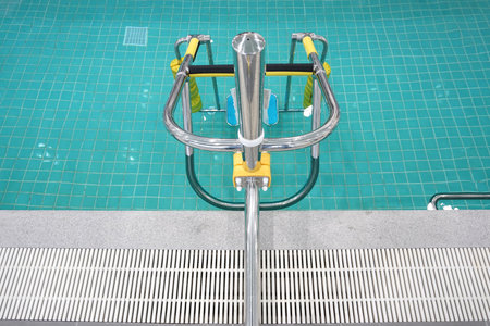 walking simulator underwater for physical in the swimming pool.の写真素材
