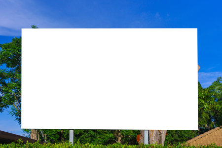 blank billboard ready for new advertisement at green park zone.の写真素材