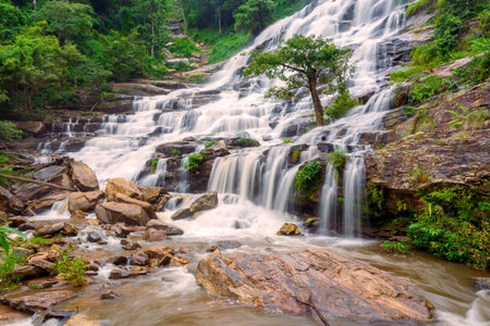 Mae ya waterfall is a big beautiful waterfalls in Chiang mai Thailand.の写真素材