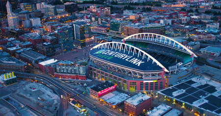 Seattle Washington USA - March 12 2018 Century Link Field Sports Stadium Aerial View