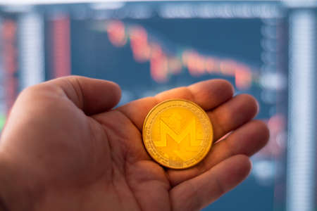 Monero Digital Cryptocurrency Peer to Peer Transaction Anonymous Privacy Coinの写真素材