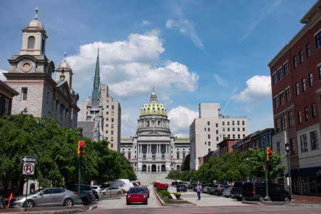 Pennsylvania State Capitol Architecture Buildings Looking Down State Streetのeditorial素材