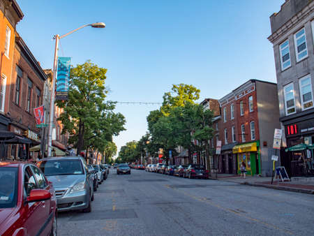 Baltimore, Maryland/USA - May 24, 2018: National Scenic Byway Historic Charles Street in Federal...