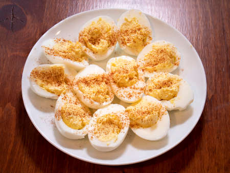 Deviled Eggs With Turmeric Spices Food Plateの写真素材