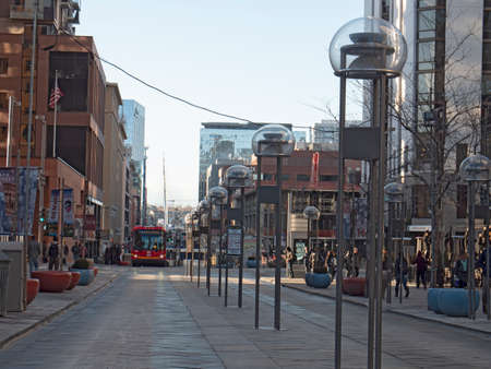 Denver, Colorado/USA - February 20, 2019: 16th Street Mall Urban City Life and Public Transportationのeditorial素材
