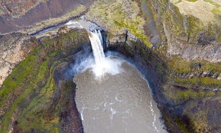Palouse Falls Waterfall Aerial View High Above Looking Straight Downの写真素材