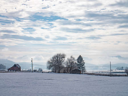 Chewelah, Washington/USA - February 2019: Farmland Outside of Chewelahのeditorial素材