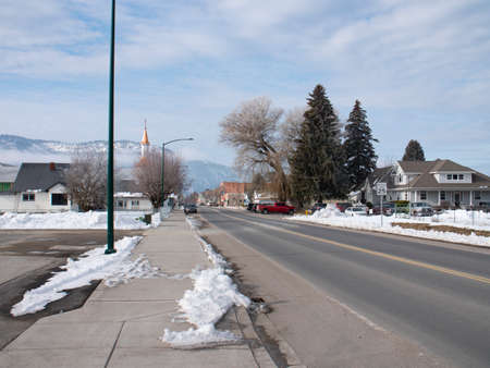 Chewelah Washington USA Small Town Winter Snowの写真素材