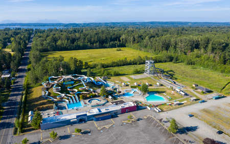Birch Bay, Washington/USA - June 2019: Birch Bay Waterslides Aerial Viewのeditorial素材