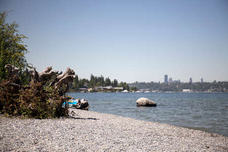 Gravel Beach Background Sceneの写真素材