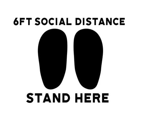 6ft Social Distance - Stand Here Sign Graphicの写真素材