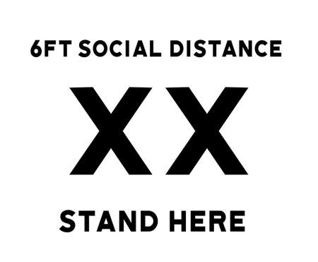 6ft Social Distance XX Standing Sign For Essential Businessの写真素材