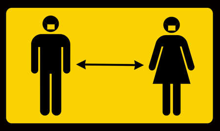 Man Woman Social Distancing Separation Apart Concept Graphic Street Signの写真素材