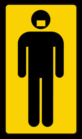 Man Wearing Facemask Icon Illustration Yellow Construction Bathroom Signの写真素材