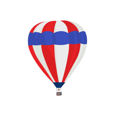 Hot air balloon with basket in white background. Vector cartoon designのイラスト素材