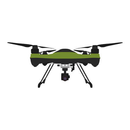 Remote aerial drone with a camera taking photography or video recording.のイラスト素材