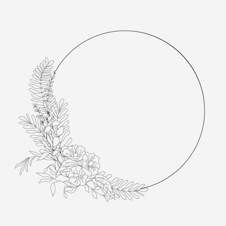 Round frame made of beautiful branches.のイラスト素材