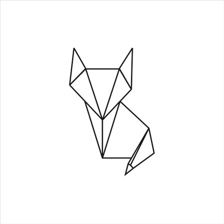 Folded paper fox icon isolated on white background.のイラスト素材