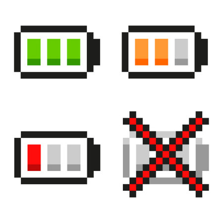 Set Pixel art battery charge. vector illustration.のイラスト素材