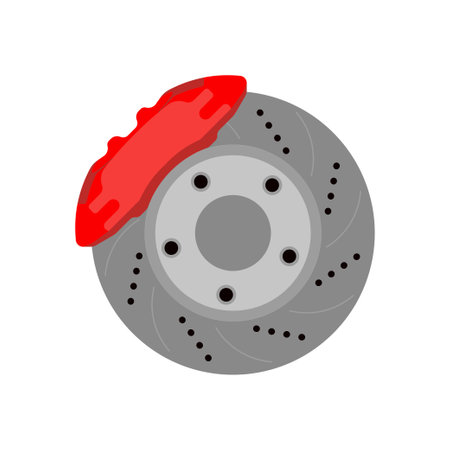 Rotor disc brake vector illustration. Durable vehicle accessories and spare parts.のイラスト素材
