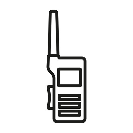 Walkie talkie vector icon. Isolated black thin line icon radio walkie. Vector illustration walkie talkie on white backgroundのイラスト素材