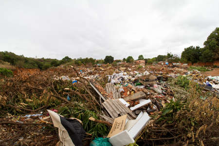 Planaltina, Goias, Brazil-October 31 2020: Trash that is dumped illegally at a land fill inside the city.のeditorial素材