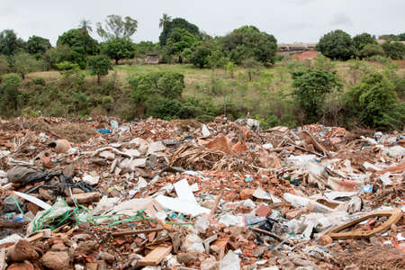 Planaltina, Goias, Brazil-October 31 2020: Trash that is dumped illegally at a land fill inside the city.のeditorial素材