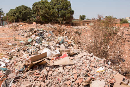 Planaltina, Goias, Brazil-October 31 2020: Trash that is dumped illegally at a land fill inside the...