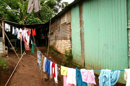 Guatemala City, Guatemala August 7, 2006: The poor housing conditions that are common throughout Guatemala, and Central Americaのeditorial素材