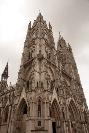 Quito, Ecuador, April 16, 2012: The Basilica del Voto Nacional in downtown Quitoのeditorial素材
