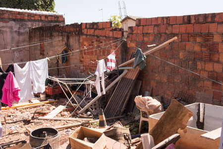 Planaltina Goias, Brazil-August 14, 2021: Scrap and Junk Piles up at the home of a poor Family that resales it to earn moneyのeditorial素材