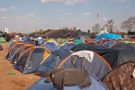 Brasilia, Brazil DF August 26, 2021: Thousands of Indigenous Indians from all parts of Brazil, descend on the capital to protest unjust laws from the government that hinder them.の写真素材