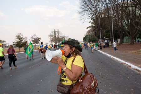 Brasilia, DF Brazil, September 6, 2021: Demonstrators Protesting against communism, calling for freedom and justiceのeditorial素材