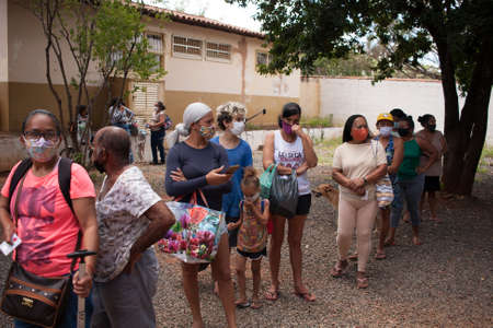 Planaltina, Goias, Brazil February 26, 2022: A local feeding center in Planaltina, handing out Basic...